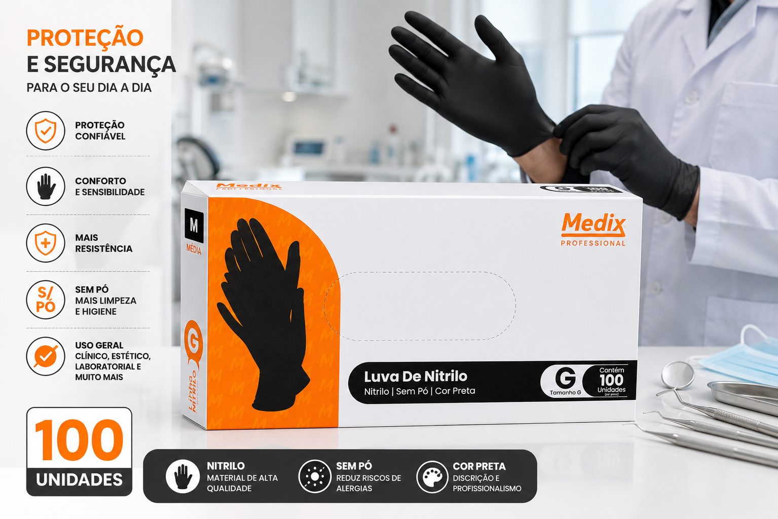 Luvas distribuídas pela SAFY Medical Supply
